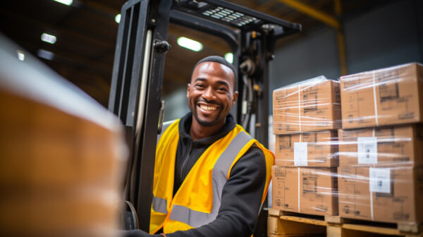 Staplerfahrer bei der Arbeit